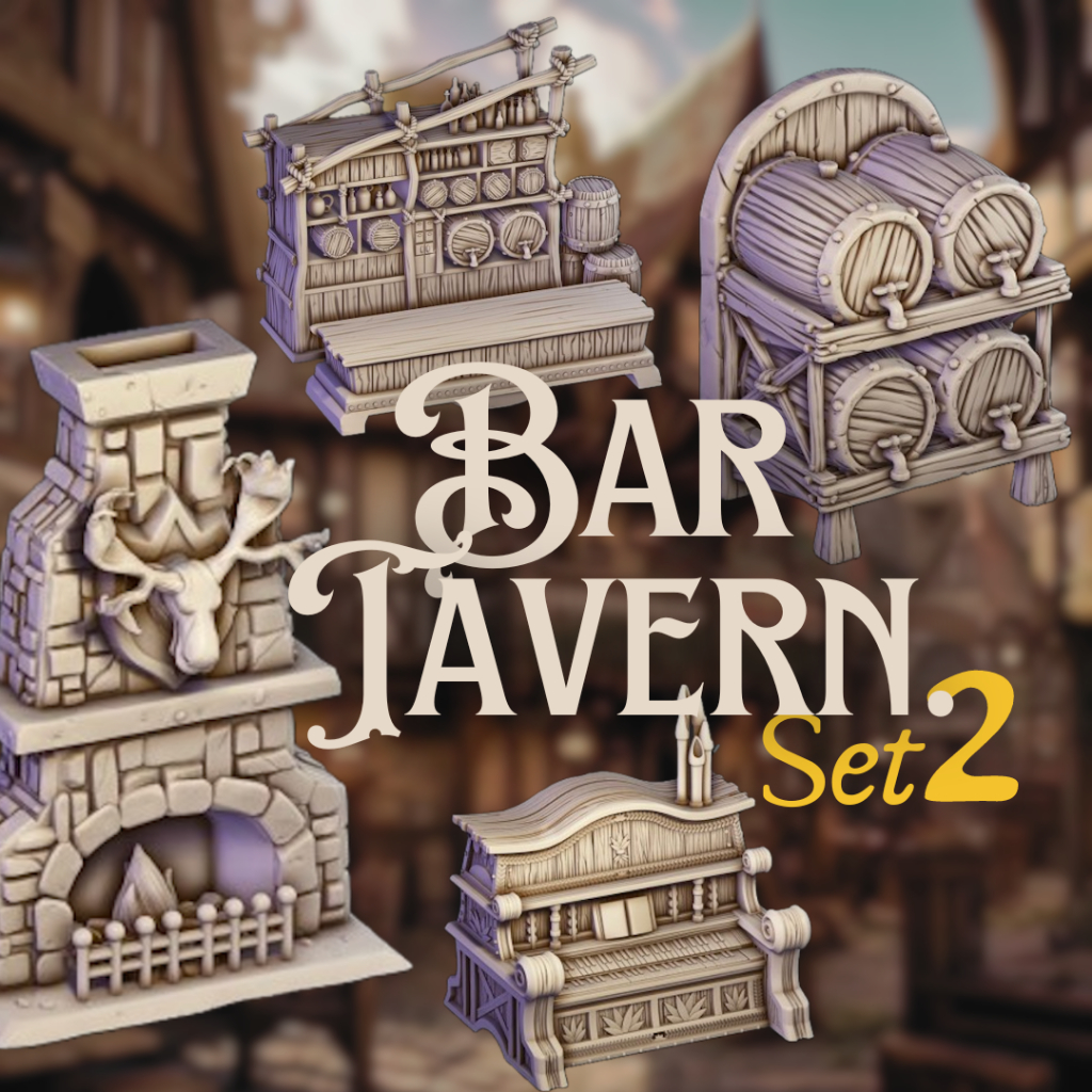 โมเดลประกอบฉาก เซ็ตบาร์เบียร์ 2 Bar Tavern Set 2 โมเดลประกอบร้านเหล้า บอร์ดเกม (งานเรซิ่นยังไม่ลงสี)