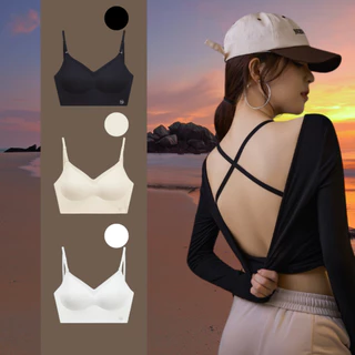 เสื้อชั้นในไร้โครงเนื้อผ้านุม B-098 ปรับสายได้ได้หลายสไตล์ สายปรับได้ไขว้สายได้หลายแบบมีฟองน้ำในตัว