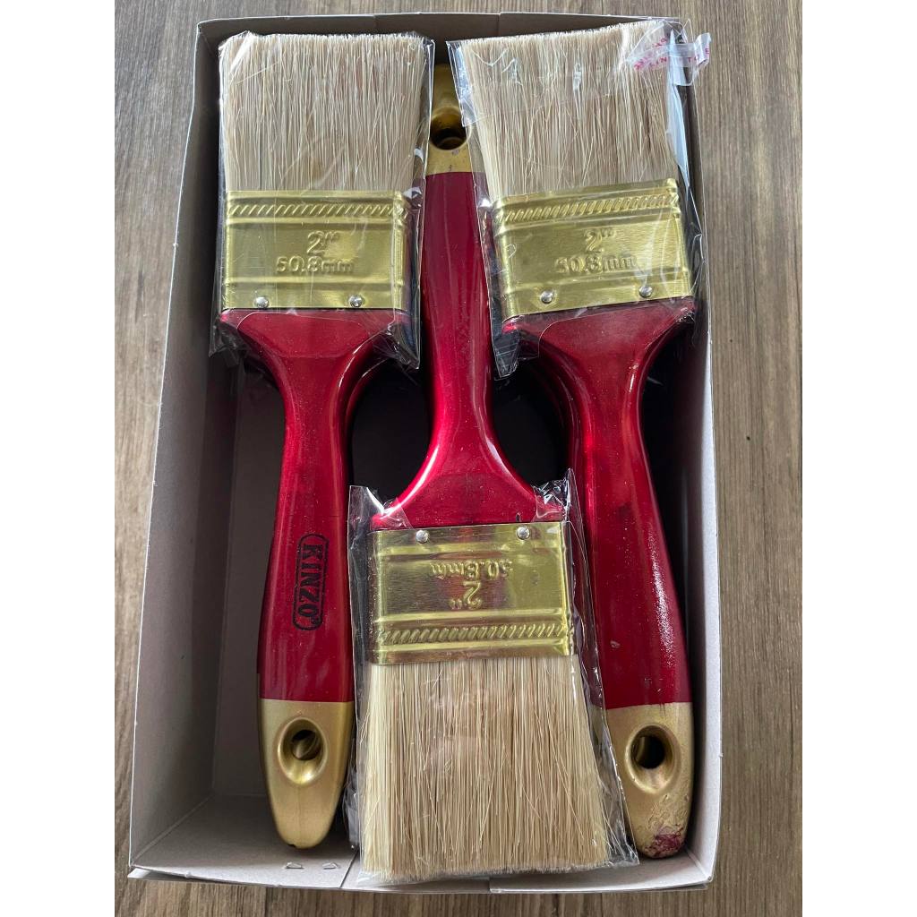 แปรงทาสีขนาด2นิ้ว(ยกโหล)ด้ามแดง ยี่ห้อคินโซ่ (KINZO) ราคาถูกประหยัด ดีคุ้ม ออกบิลVAT ได้ ช่างนิยมใช้