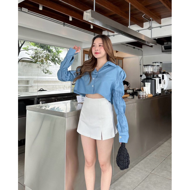 🍑ddarling_shop🍑 New in pack : Babe skirt pants✨ Size S สีขาว