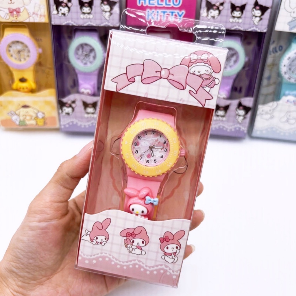 นาฬิกาเด็ก pastel แบบสายปรับได้ มีลาย cinnamonroll , kuromi , mindmelody ,pompompurin (TOY784)