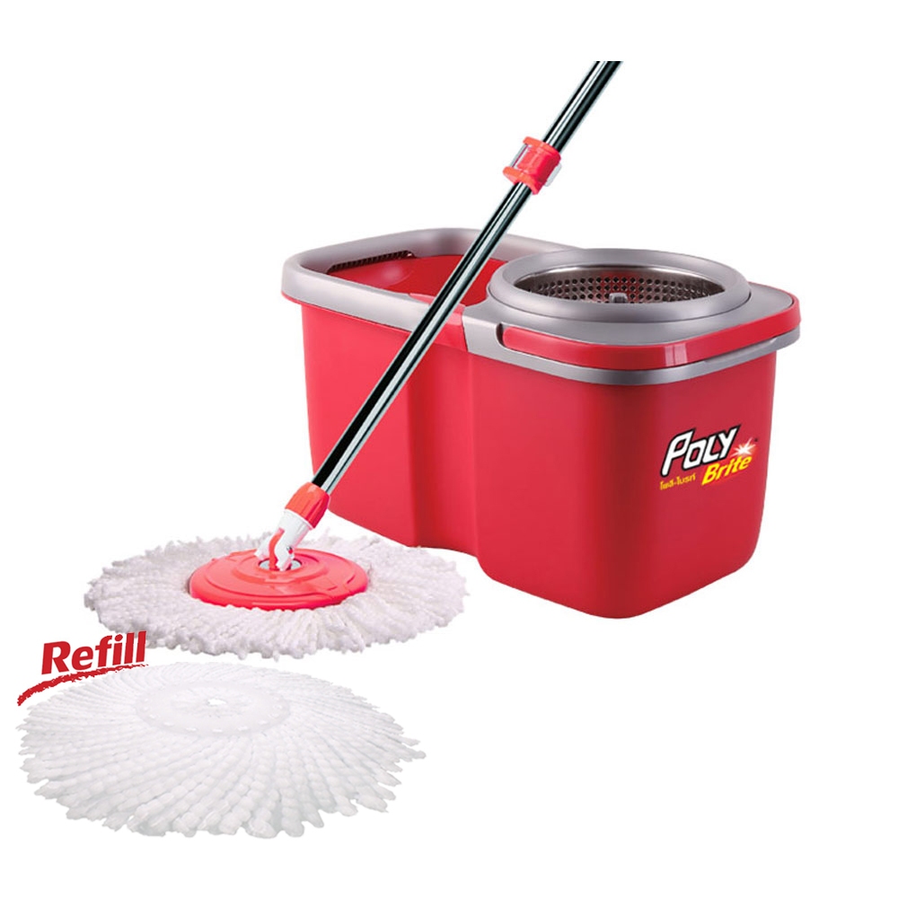 POLY-BRITE (โพลี-ไบรท์) ม็อบถังปั่น รุ่นเฮอร์ริเคน จำนวน 1 ชิ้น แถมฟรี!! ผ้าม็อปไมโครไฟเบอร์