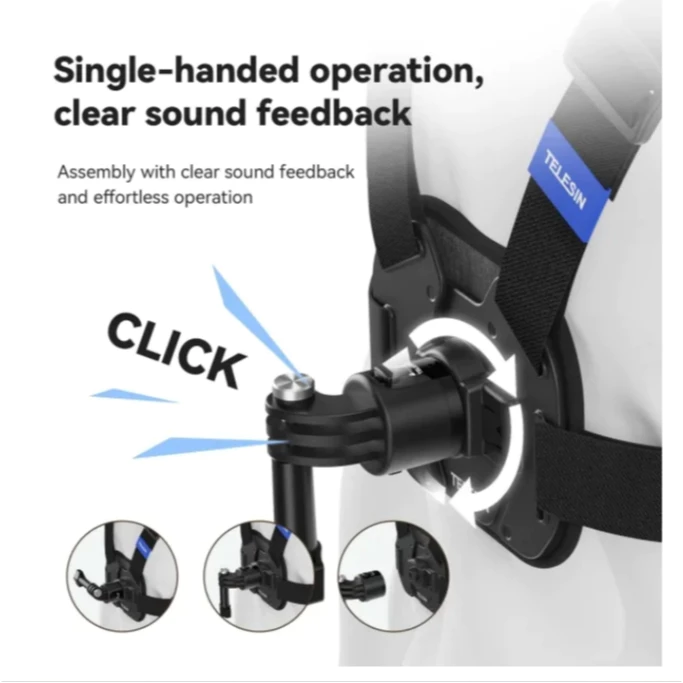 Telesin สายคาดอก ปรับองศาและขนาดได้ / Quick-release สำหรับมือถือ GOPRO,DJI Action 6/5Pro/4/3,Insta360 thumbnail 5