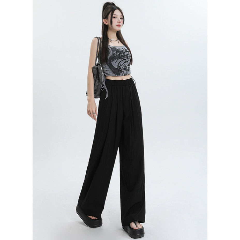 กางเกงขากว้างลำลองสตรี กางเกงยามาโมโตะ ฤดูร้อน กางเกงกันแดด เอวยางยืด แบบบาง มี 6 สี - รูปที่ 3