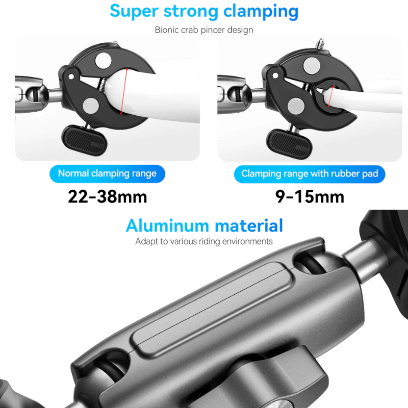 Telesin Double-headed Crab Clamp Bike/Moto Pipe Clamp อุปกรณ์เสริม ตัวหนีบแบบสองหัว - รูปที่ 3