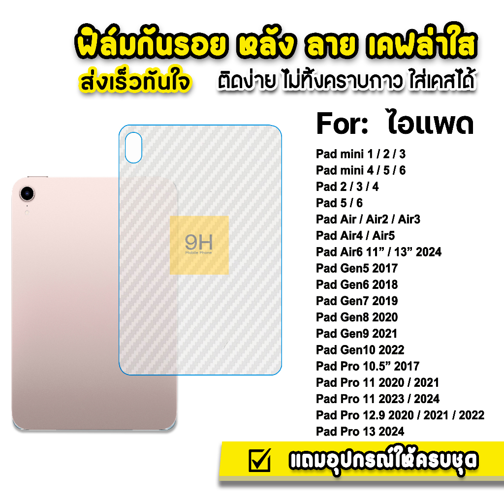 HOT ฟิล์มหลัง เคฟล่า สำหรับ ไอแพด mini6 Gen8 Gen9 Gen10 Air4 Air5 Air6 2024 PadPro 11 Pro12.9 2024 ฟิล์มกันรอย ไอแพด
