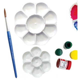 จานสี ถาดสี สี ดอกท้อ ขนาด 7 / 9 หลุม สีขาว ผิวเรียบ ผสมสีง่…