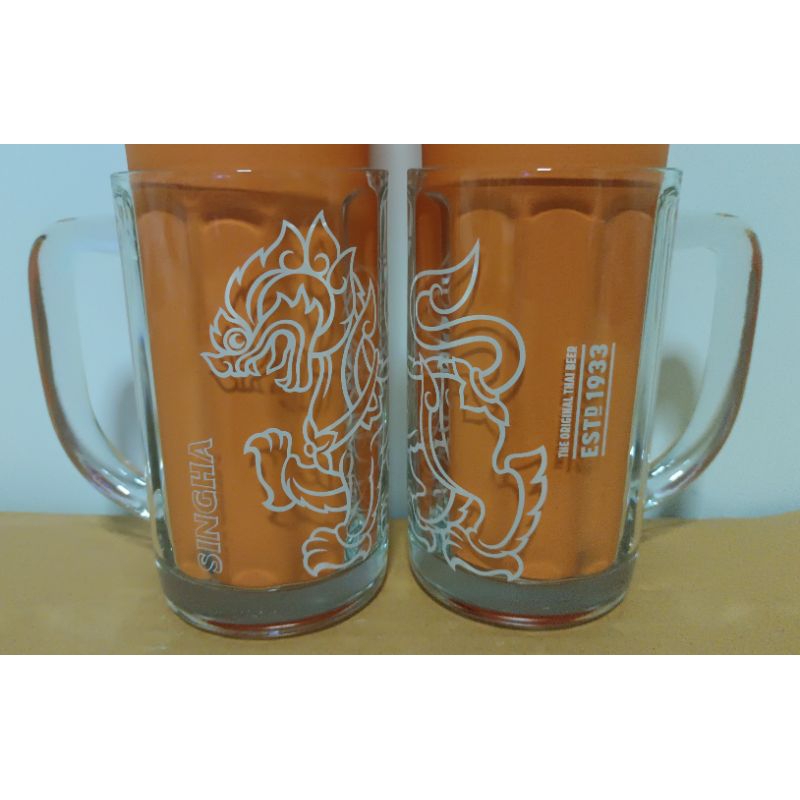 แก้วเบียร์สิงห์เซท2ใบ ขนาด 550ML.สูง 14 ซม.ปากกว้าง 8 ซม.SinghaBeer สวยงาม น่าใช้ น่าสะสมหรือเป็นของขวัญ