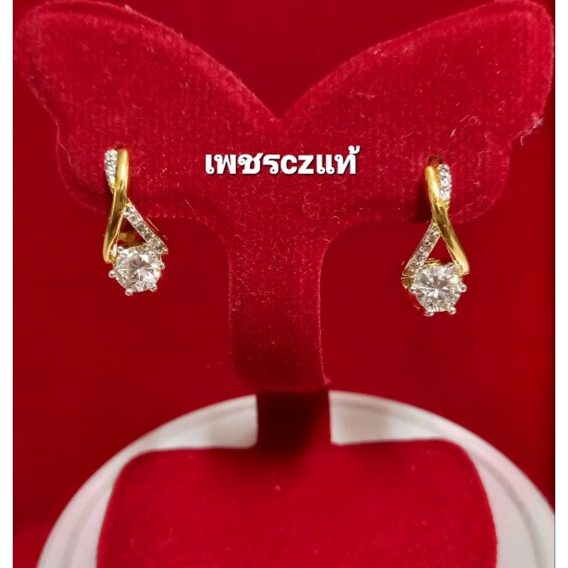 ต่างหูห่วง ประดับเพขรcz ทองเลเซอร์ คุณภาพดี(ใส่ไม่แพ้ไม่ลอกไม่ดำ)แบบสวยดูดี