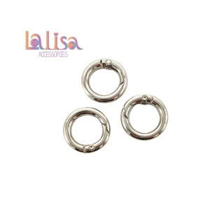 ตะขอกลม ห่วงสปริงพวงกุญแจ ตะขอข้อต่อสายกระเป๋า ห่วงกลมแบบสปริง Alloy O ring (E-2-J,QN-201)