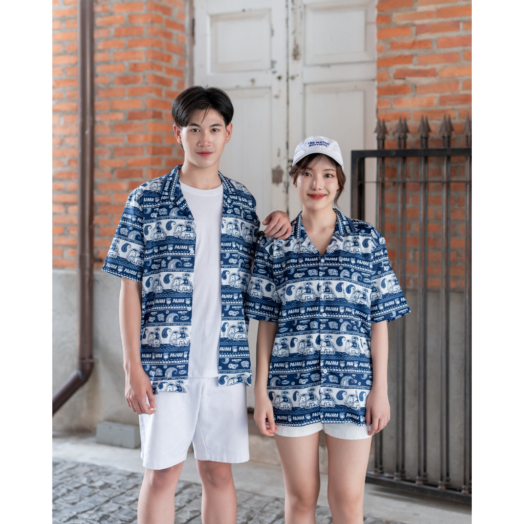 เสื้อฮาวาย PajaraWiseWear PJR-201-0004 ลายช้าง PAJARA [ผลิตในไทย100%] เนื้อผ้าไหมอิตาลี่ แบรนด์ PAJARA
