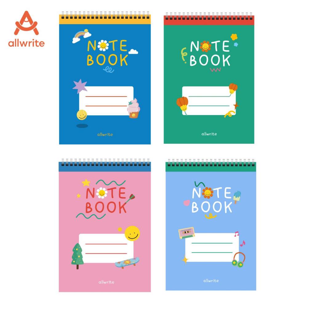 allwrite สมุดโน๊ต สมุดริมลวด สมุดฉีก A5 สีสันสดใส มีให้เลือก 4 สี AW262