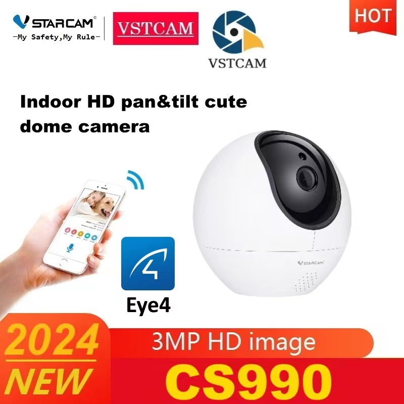 Vstarcam CS990 ความละเอียด 3 ล้านพิกเซล กล้องวงจรปิดไร้สาย Indoor HD pan&tilt cute dome camera มีระบ
