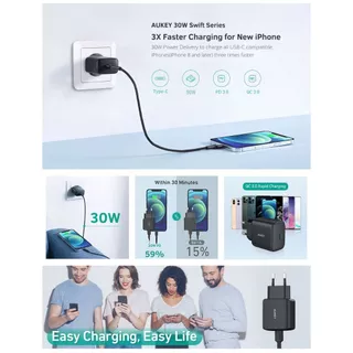 [สำหรับ iPhone 17] AUKEY PA-R1P หัวชาร์จเร็ว 30W GaN III หัวชาร์จเร็ว iPhone รองรับเทคโนโลยี PD PPS