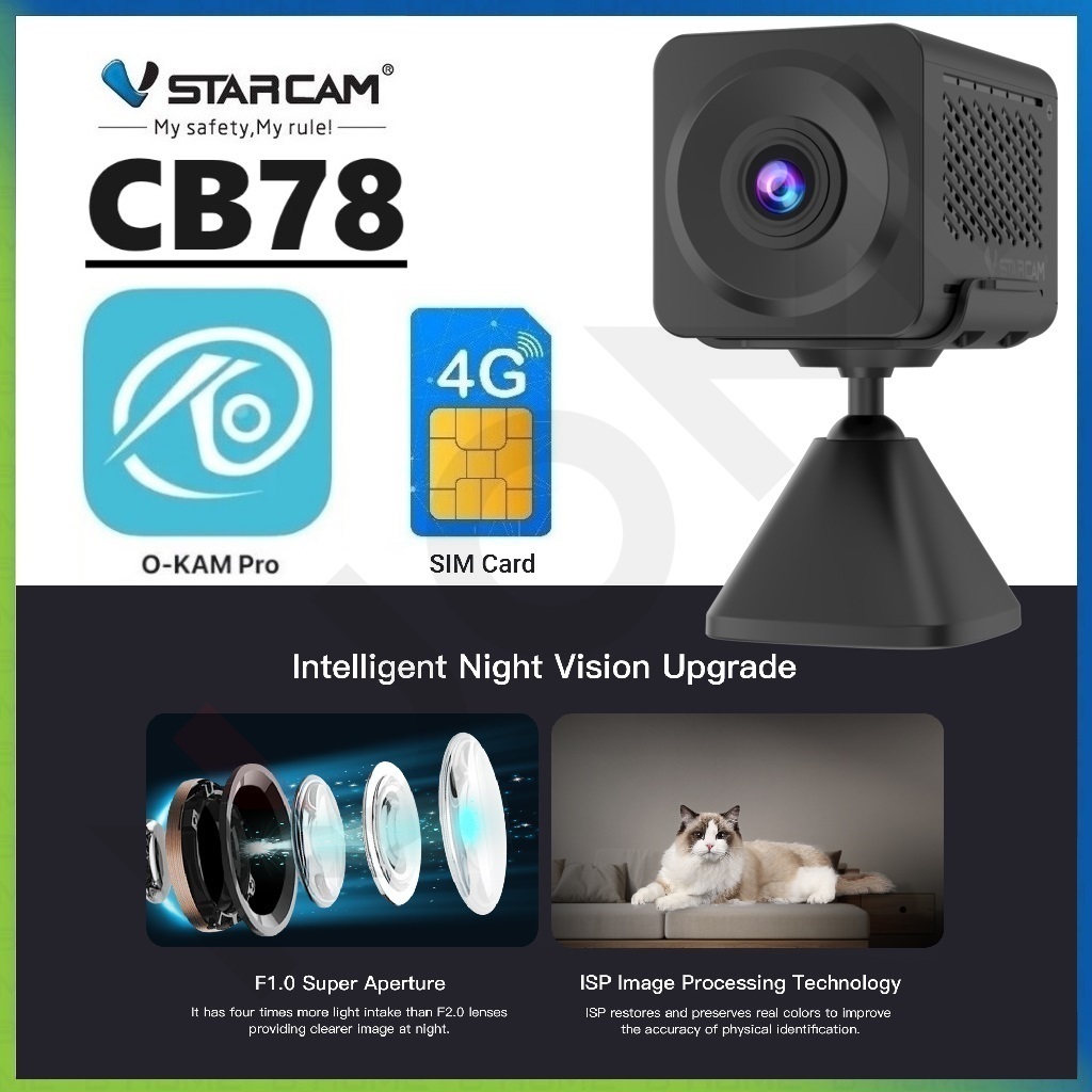 VSTARCAM CB78 4G SIM / CB78 WiFi SHD 1296p 3MP Black Light Full Color iP Camera กล้องวงจรปิดใส่ซิม