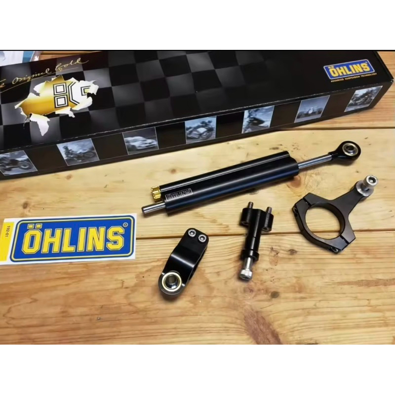 กันสะบัด Ohlins แท้ 1000% สีดำ พร้อมชุดยึดใต้แผงคอ สำหรับ Triumph Street twin, Bonneville T100/T120,