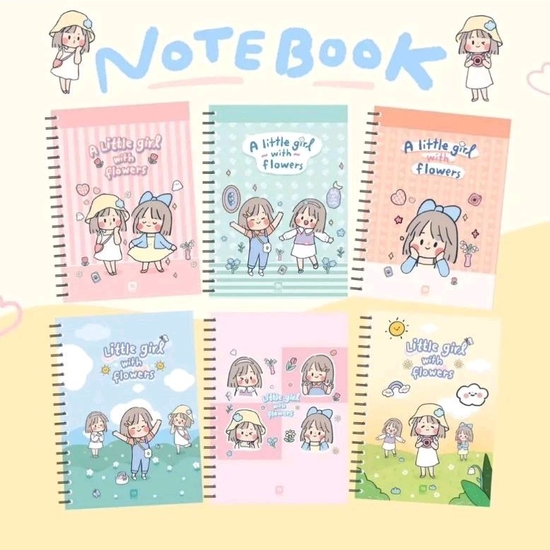 Elephant สมุดริมลวดปกแข็ง A5 แบบมีเส้นบรรทัด SIBBIL ซิบบิลแอนฟลาวเวอร์ กระดาษหนา 70 แกรม 100 แผ่น (ราคาต่อ 1 เล่ม)