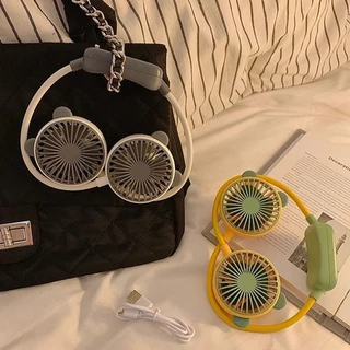 พัดลมห้อยคอ Fan USB ชาร์จใหม่ได้ 360 องศา พัดลม พัดแบบพกพา พับได้ พัดลมกีฬา พัดลมระบายความร้อน ปรับได้2ระดับ C0107