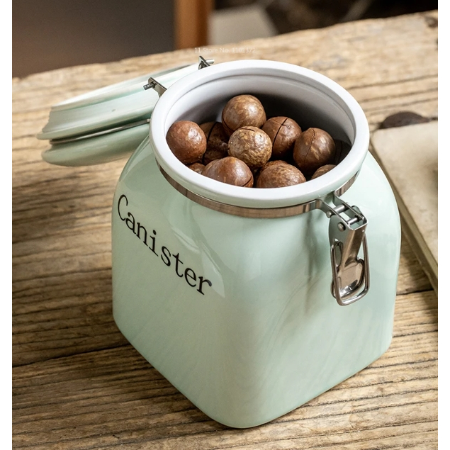 โหล โถ มีที่ล็อค เก็บรักษาและใช้งานง่าย โถเก็บเมล็ดกาแฟ ceramic jar