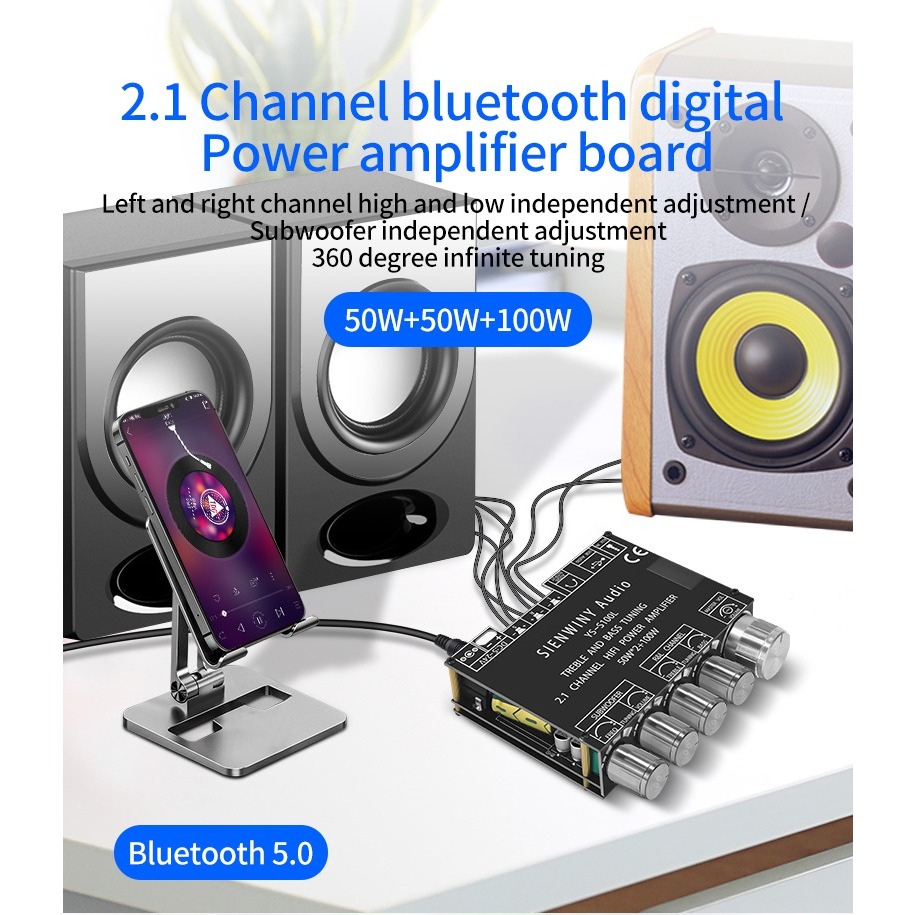 แอมป์จิ๋ว YS-S100Lชิป TPA3255 2X50W+100W บอร์ดขยายสัญญาณเสียงบลูทูธ โมดูลเครื่องขยายเสียงดิจิตอล 5.1ช YS-S100L-z