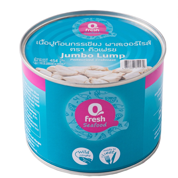 Qfresh เนื้อปูก้อนกรรเชียง พาสเจอร์ไรส์ 454 กรัม (Jumbo Lump)