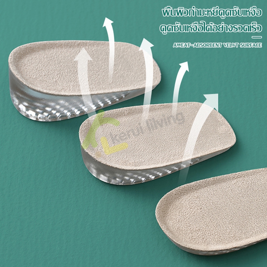 Softkiss แผ่นรองส้นเท้า แบบหนา เพิ่มความสูง แผ่นเสริมส้นรองเท้า แบบซิลิโคน นิ่ม ใส่สบาย 1คู่ ใช้ซ้ำได้
