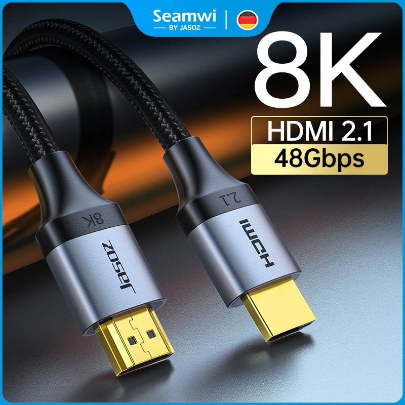 Seamwi สายเคเบิล HDMI 2.1 8K/60Hz Cable อลูมิเนียมอัลลอยด์ HD 48Gbps support HDR VRR สำหรับแล็ปท็อป