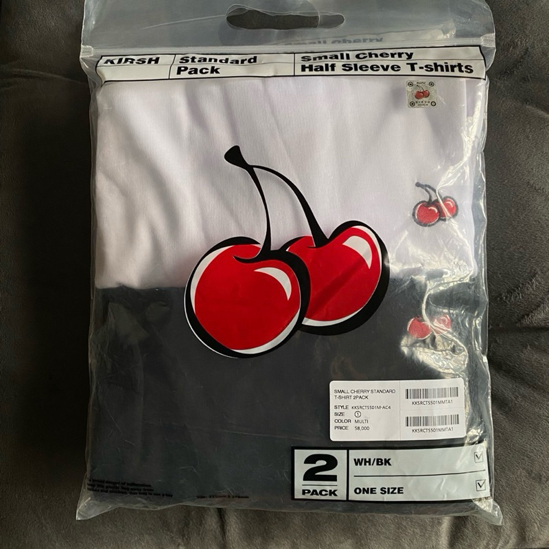 KIRSH cherry เสื้อยืด Kirsh 🇰🇷 แท้ size 1 ทรงผู้หญิง ของใหม่ Pack 2 ชิ้น ขาว&ดำ Sale #kirshthailand
