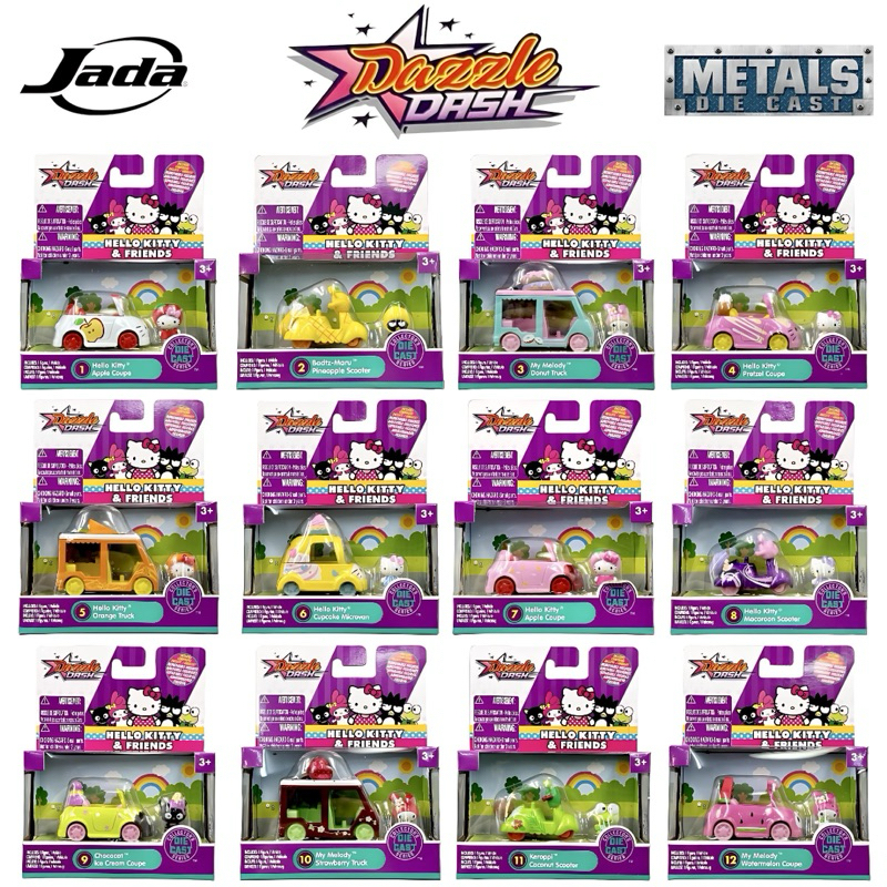 JADA | Dazzle Dash - Hello Kitty & Friends รถเหล็ก มี 12 แบบให้เลือก