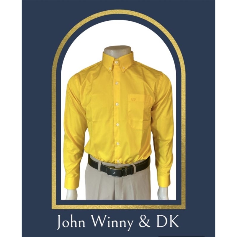 John Winny 🏆 เสื้อเชิ้ตแขนยาว cotton 95% รีดง่าย รีดเรียบ ไม่ร้อน