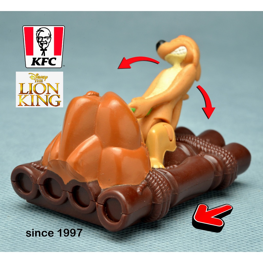 NO.39 ของเล่นสะสม Fast Food Toy ของ KFC ปี 1997 ชุด Timon on Raft, From Lion King Cartoon จาก Disney