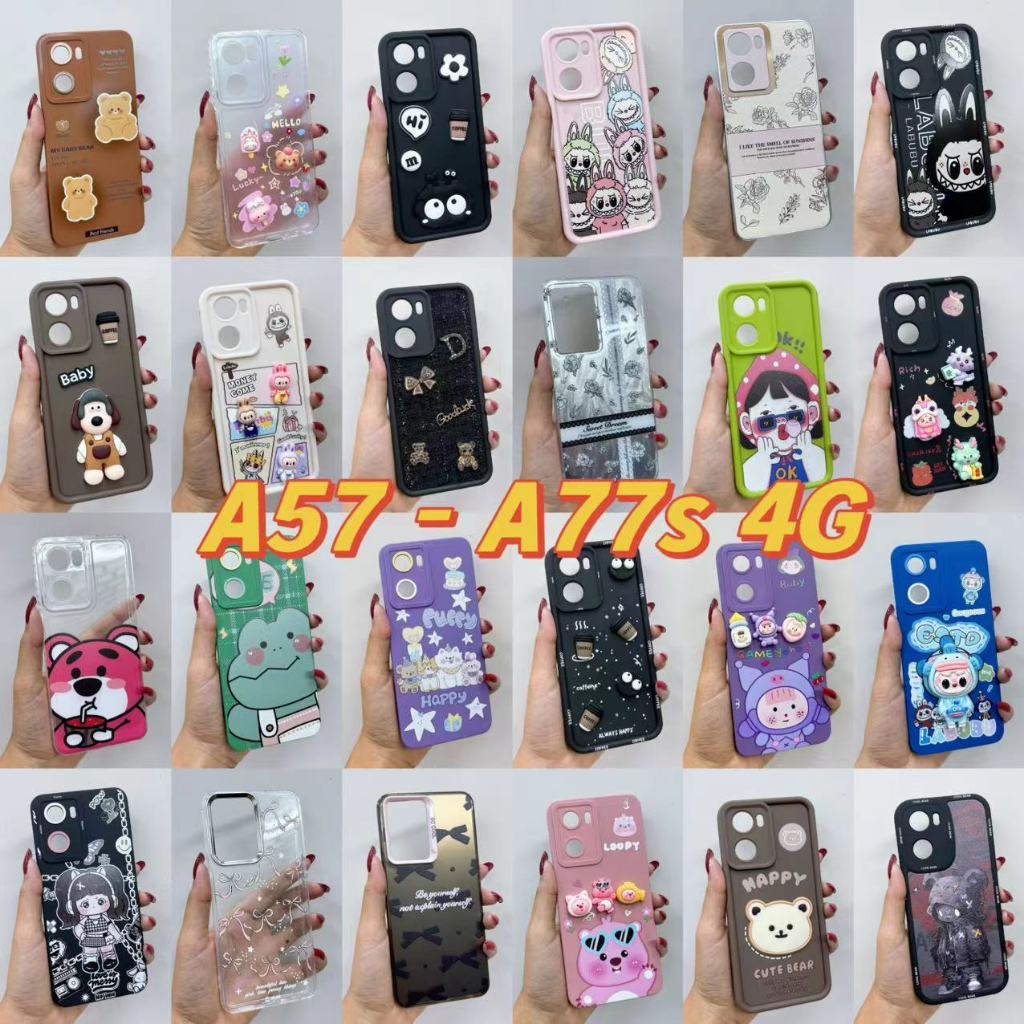 เคสหลังใสขอบกล้องสกรีนลายการ์ตูนสุด เคสหลังด้านขอบสี OPPO A57 เคสออปโป้ OPPOA57 เคสออปโป้A57 A77S ออปโป้A57