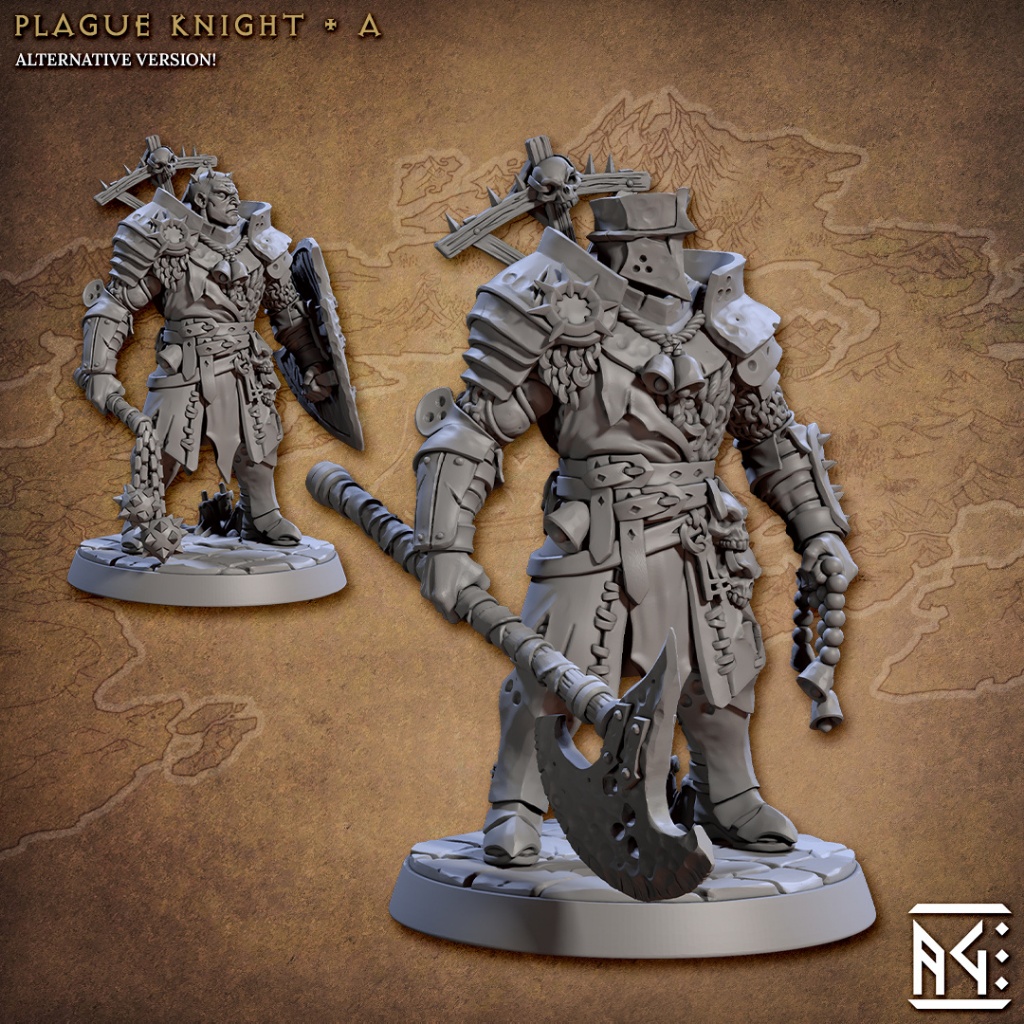 Plague Knight A - Rodburg Cultists of Melmora - Humanoid Human / 32mm scale 3D printed miniature ATG