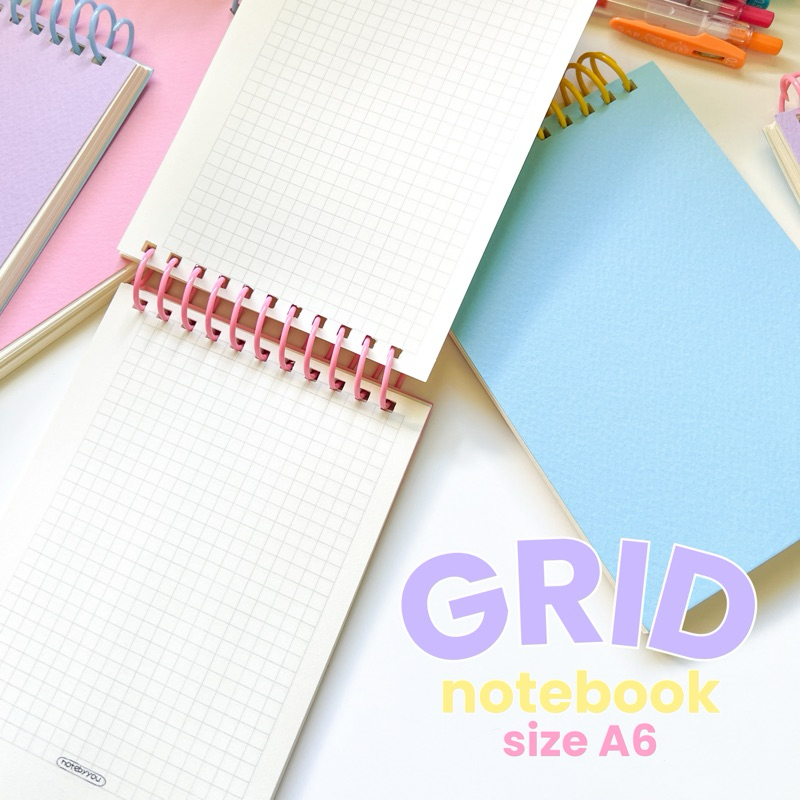 [สันเกลียว] grid สมุดเส้นกริด ♡̶ ปกพาสเทล ขนาด a6