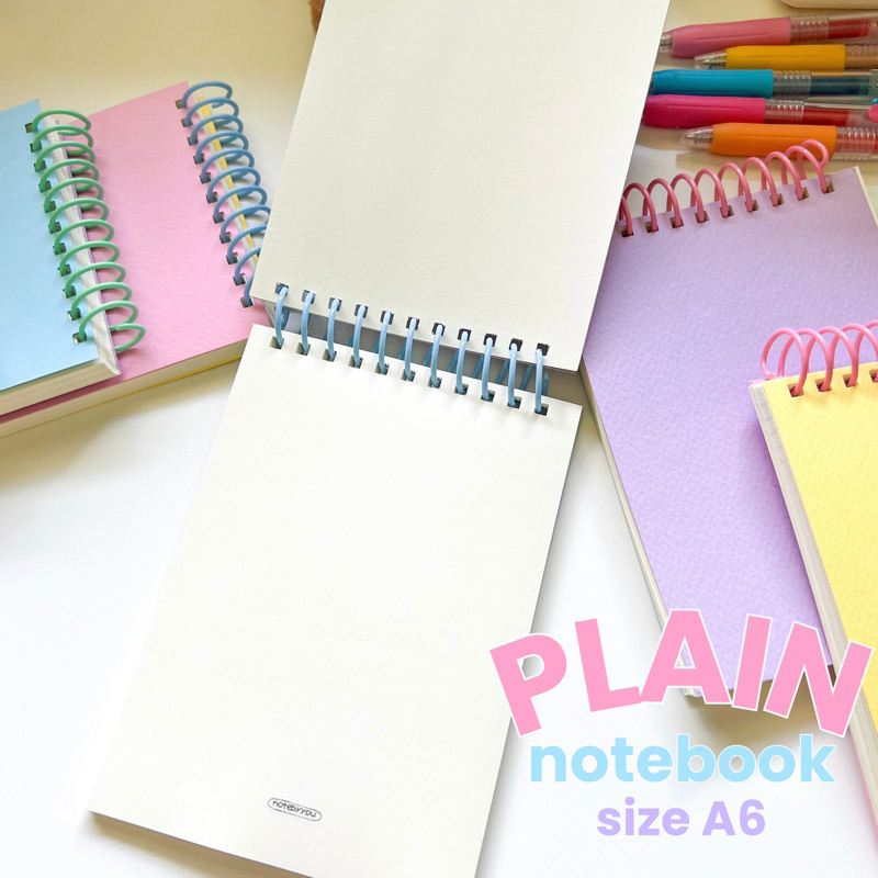 [สันเกลียว] plain สมุดไม่มีเส้น ♡̶ ปกพาสเทล ขนาด a6