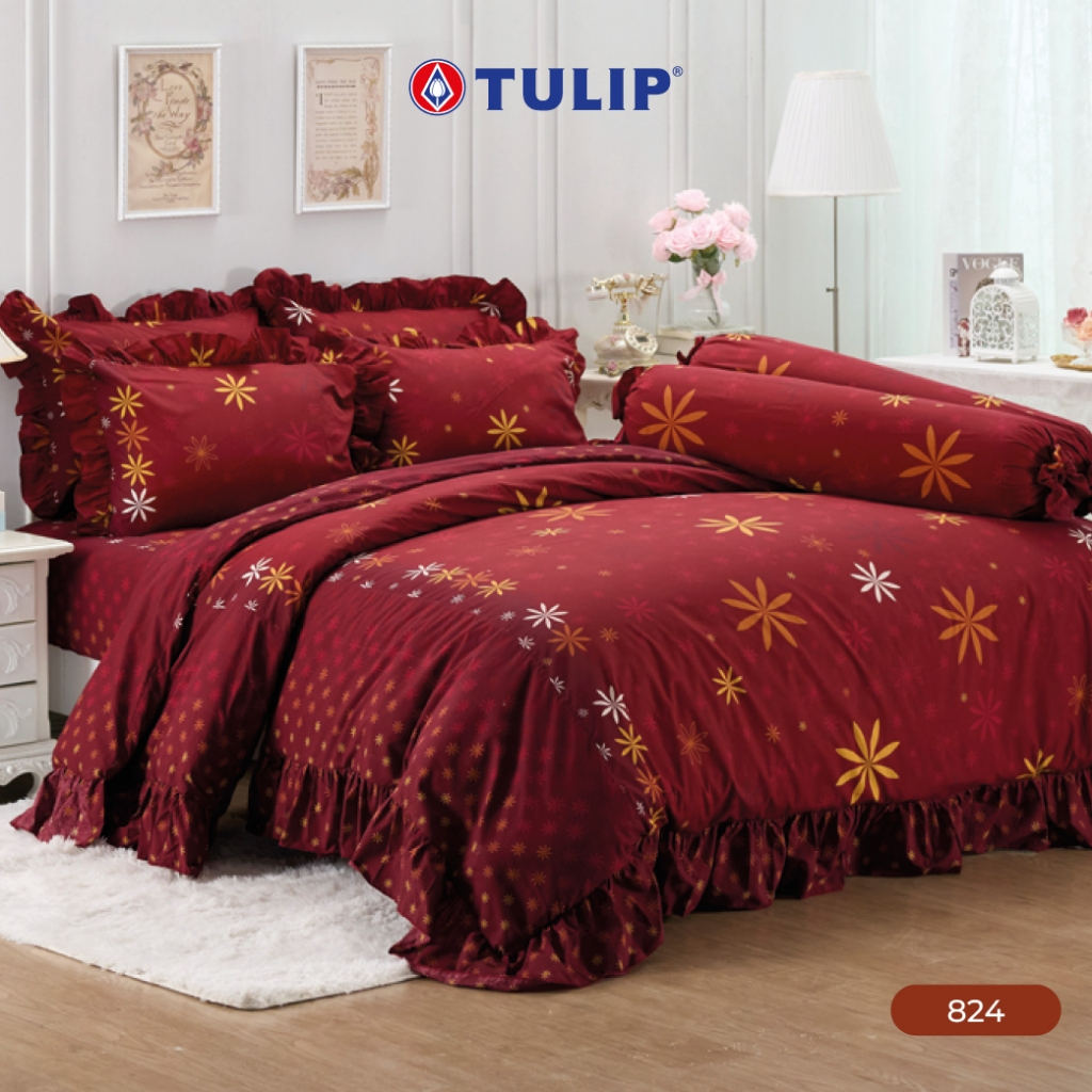 TULIP Cotton Mix พิมพ์ลาย 824 ชุดผ้าปูที่นอน ผ้าห่ม ผ้านวม พิมพ์ลายกราฟิกสวยงาม เนื้อผ้าหนาแน่น