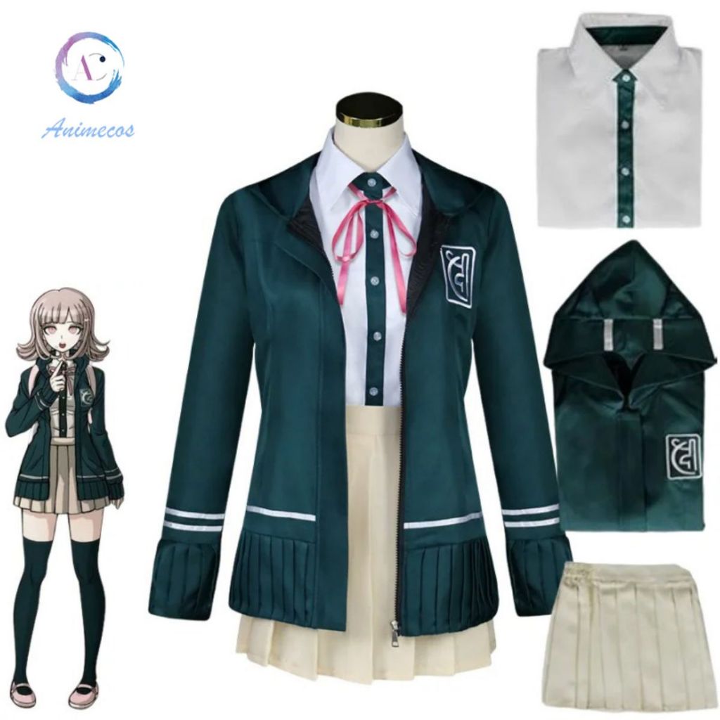 Nanami ChiaKi คอสตูมคอสเพลย์ อะนิเมะ Dangan Ronpa มัธยม ชุดนักเรียน เสื้อแจ็กเกต กระโปรงสั้น