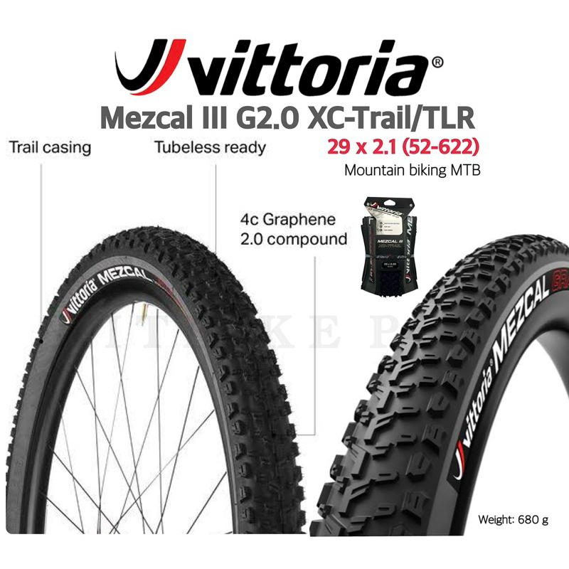 ยางนอกเสือภูเขา Vittoria Mezcal lll XC-Trail 27.5X2.1/ 29X2.1 120TPI TUBLESS READY