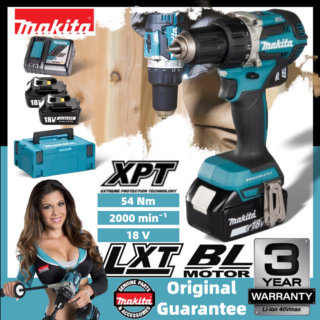 Makita DDF484 18Vสว่านไร้แปรงถ่าน สว่านกระแทกไร้แปรงถ่าน สว่านไฟฟ้าแรงๆ แบตเตอรี่ลิเธียม เครื่องมือไฟฟ้าเกรดอุตสาหกรรม