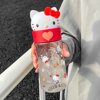พร้อมส่ง🌈 ขวดน้ำ Hello Kitty กระบอกน้ำ ขวดใส คิตตี้ น่ารัก ใส่เครื่องดื่ม ใส่ของจุกจิก เลโก้ water bottle 71025