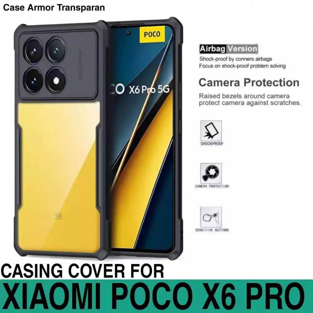 Poco X6Pro(พร้อมส่งในไทย)เคสกันกระแทกขอบสีหลังใสRedmi K70E/Poco X6 Pro 5Gตรงรุ่น