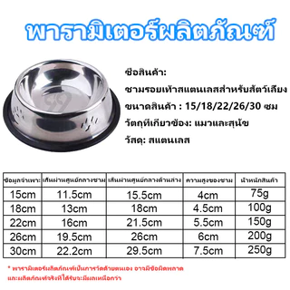 【CAT&DOG】ชามอาหารสแตนเลส ชามอาหารสัตว์เลี้ยง สุนัข หมา แมว ถ้วยอาหารหมา Dog Bowl 🔥 พร้อมส่ง 🔥