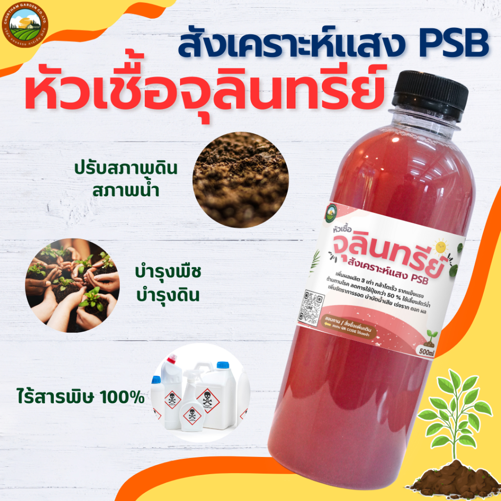 หัวเชื้อ จุลินทรีย์สังเคราะห์แสง PSB ขวด 500 กรัม  คุณภาพสูง เห็นผลจริง สูตรเข้มข้น หัวเชื้อแท้ 100%
