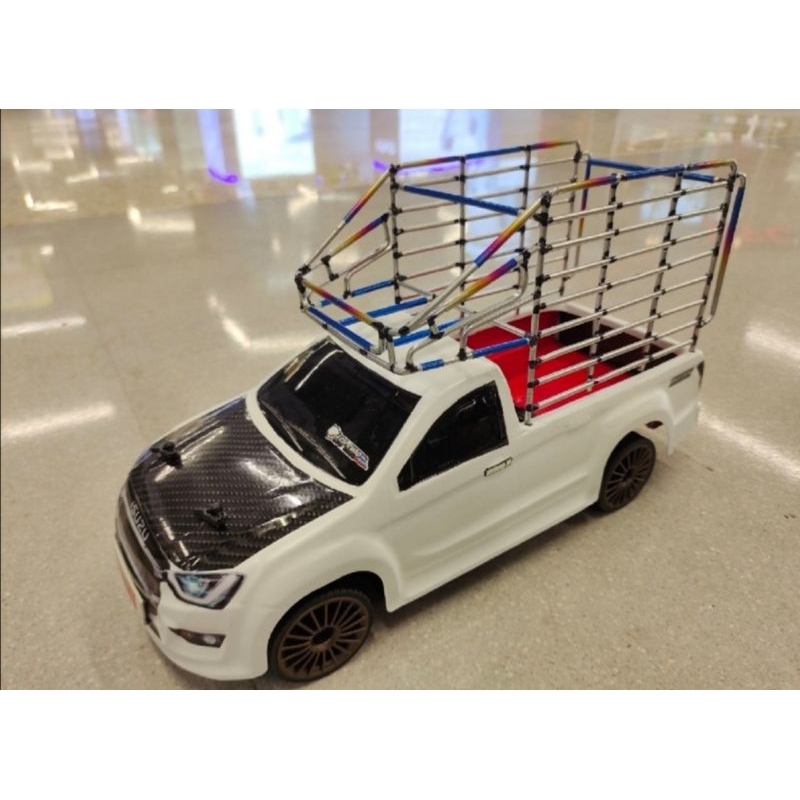 รถบังคับ​ แต่งคอกตอนเดียว​ DRIFT​ RACING​  1/14 SCALE​ R/C​ SERIES​ 4WD​ ขาวคอกรุ้ง