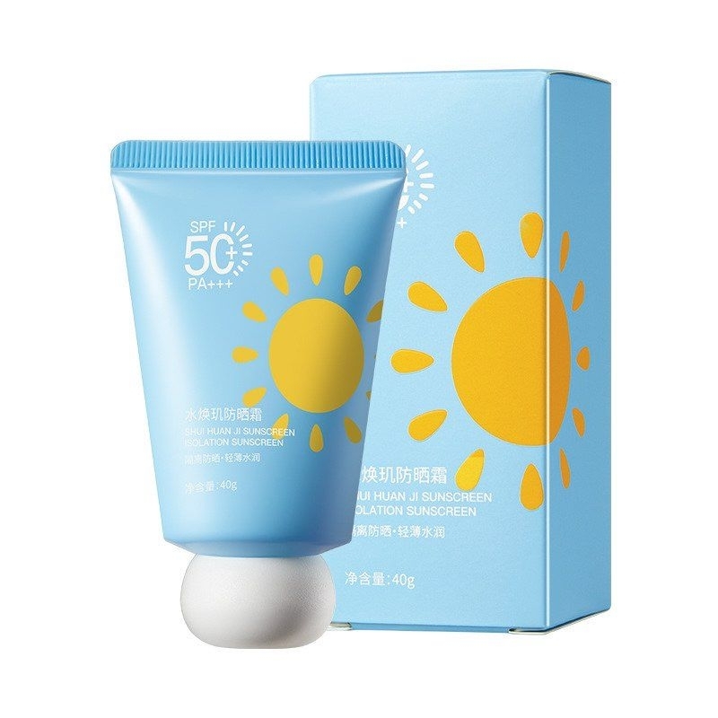 ครีมกันแดด หน้าฉ่ำ spf50 พร้อมปรับผิวให้กระจ่างใส1ระดับ 40g. (ตัวใหม่ล่าสุด)กล่องฟ้า