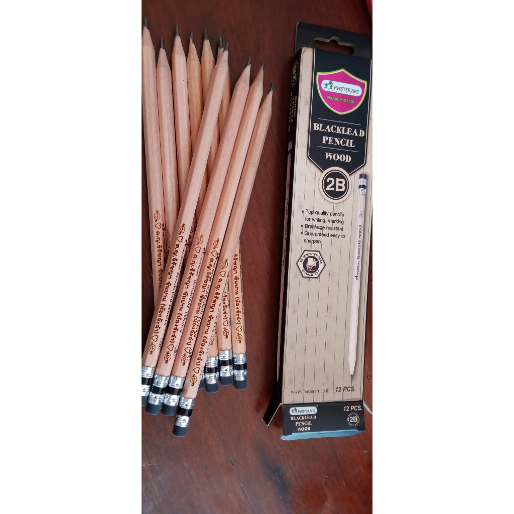ดินสอ2Bพร้อมสลักชื่อ ดินสอมาสเตอร์อาร์ต ส่งเร็วมีหลายแบบหลายยี่ห้อ