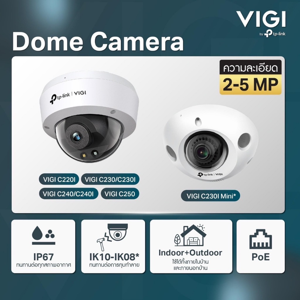 Dome CameraDกล้องวงจรปิด  VIGI C2201, VIGI C240/C240I, VIGI C230/C230I ,VIGI C250 ,VIGI C230I Mini*