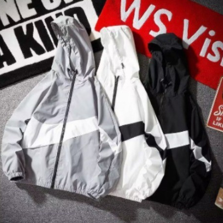🔥มีฮู้ด M-3XL แจ็กเก็ตผู้ชาย เสื้อคลุมแขนยาว สไตล์เกาหลี กันแดด กันลม