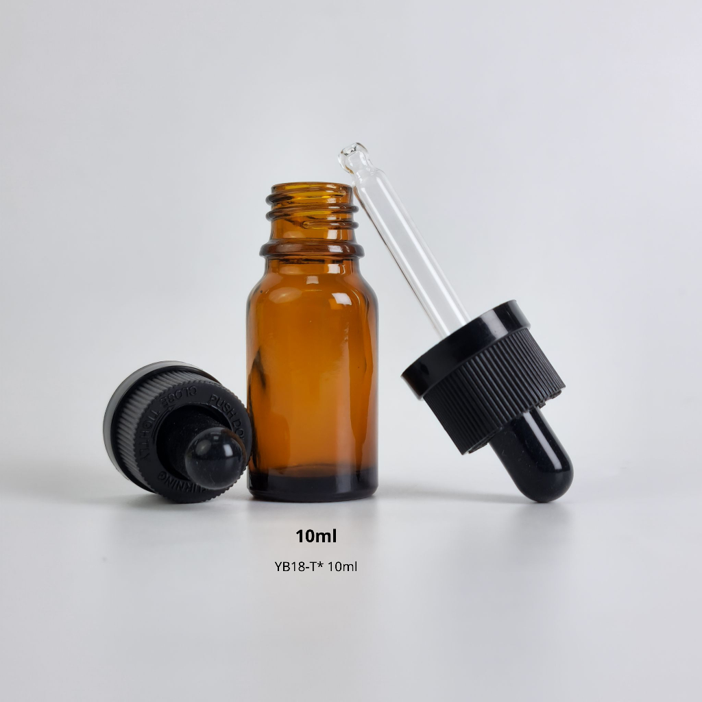 ขวดแก้วพร้อมดรอปเปอร์(ฝาฟรีสีดำ จุกดำ)ขนาด 5ml 10ml 15ml 20ml 30ml 50ml 100mlหัวบีบหยด ใส่เซรั่ม เอสเซ้นต์ ขวดแบ่ง