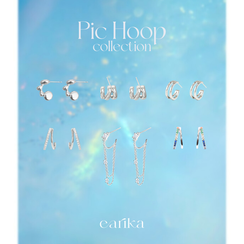 earika.earrings - pic hoop collection ต่างหูครึ่งห่วงเงินแท้ ผิวแพ้ง่ายใส่ได้